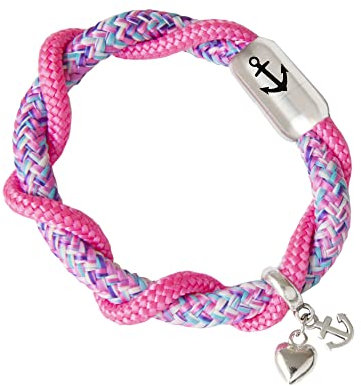 Paris Montana Das Original Boho Segeltau-Armband, Zweireihig Geflochten, Anker, Sylt Gravur, Herz Anhänger, Magnetverschluss, Durchmesser 8mm Ø (20.00, Anker Gravur)