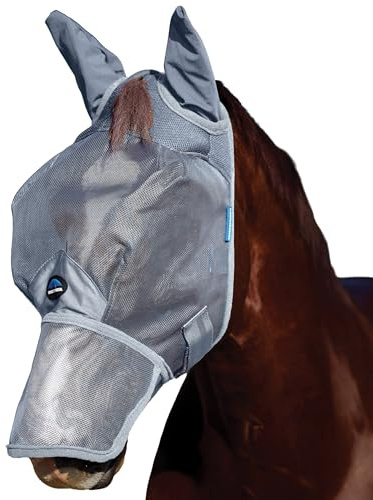 WeatherBeeta ComFiTec Durable Mesh Fly Mask with Ears & Nose, Grey, Extra Large