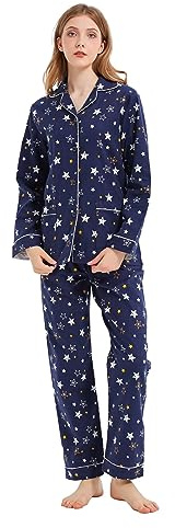 Kolipajam Pijama de franela de algodón para mujer 100% algodón Conjunto de pijama de franela suave y acogedor Ropa de casa para mujer, L