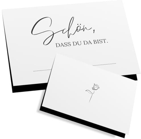 ZETTMANN® 50er Premium Tischkarten Hochzeit Schön dass du da bist 85x55mm I Tischkarten Geburtstag I Platzkarten I sehr gut beschreibbar (schwarz - klassisch)