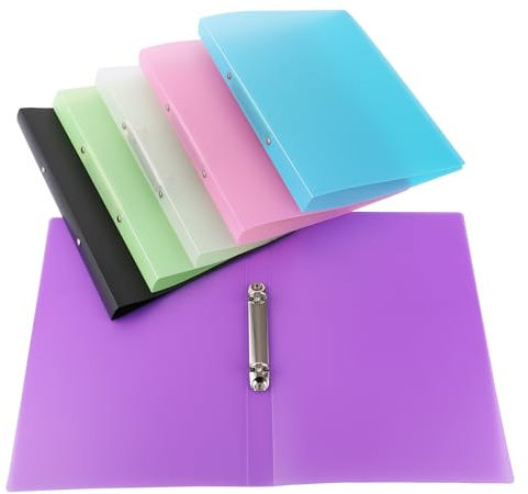 JMIATRY 6 Stück A4 Ringordner, wasserdicht und langlebig, mit 6 verschiedenen Farben: grün, blau, transparent, schwarz, lila