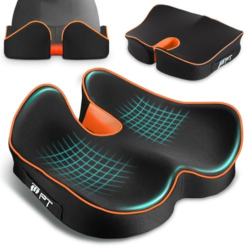 POOTACK Cojin Coxis, Cojín de Asiento Ergonómico de Espuma con Memoria, Alivia Presión en Cadera, Coxis y, Cojín Ergonómico Grande para Silla de Oficina con Funda Extraíble