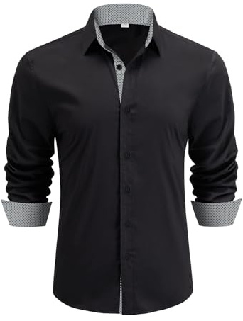 Misfuso Chemise Homme Manche Longues Mariage Casual Regular Fit | Chemise Business Formelle Casual Slim Fit