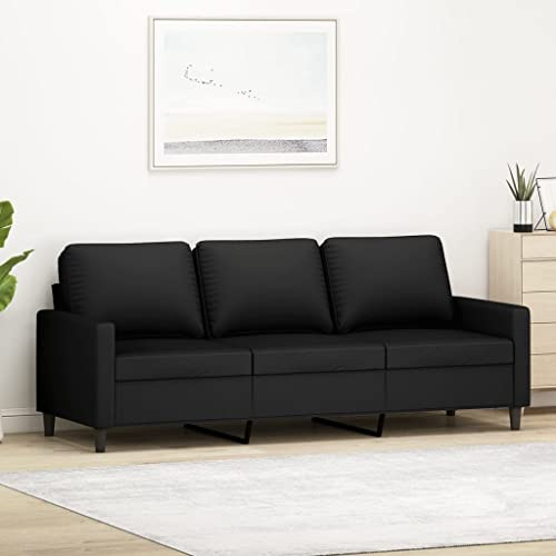 Homgoday 3-sitsig soffa, soffa, modern gästsoffa, relaxsoffa, loungesoffa, relaxsoffa, bäddsoffa, dubbelsoffa, sittmöbler, soffa för vardagsrum, lägenhet, sovrum, svart, 180 cm sammet