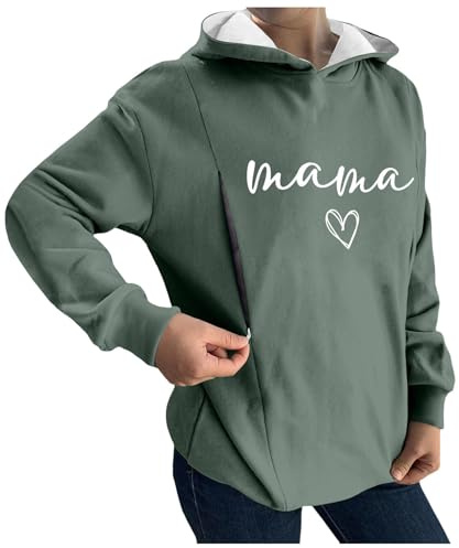 Dasongff Haut Allaitement Femme Manche Longue et Imprimé Haut Enceinte Zipper Sur Les Côtés Pull Allaitement Femme Sweatshirt Capuche Portefeuille Allaitement Pullover de Maternité