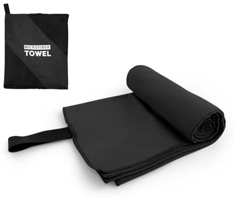 Yaozoon Camping Towel L Size Microfiber Quick Dry Lightweight Travel Body Swimming Pool Beach Yoga Mat Towels (Black, 1 Pack L)