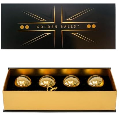 GOLDEN BALLS - Premium Whisky Stones Gift Set for men - 4 Reusable Stainless Steel whisky Chillers - Luxury gift, Whiskey lovers, Birthday, Celebration gift