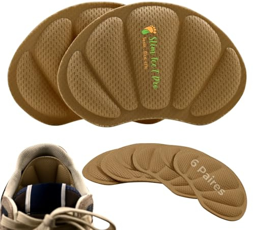 Cuscinetti Tallone Tipo Conchiglia Beige – 6 Paia | Morbida Schiuma con Memoria, Antiscivolo & Lavabile | Riutilizzabile per Scarpe Uomo Donna | Comfort & Perfetta Aderenza