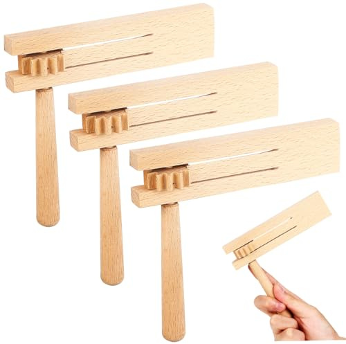 FIXOSHEE Trinquete De Madera Matraca Juguetes De Madera Pequeños Sonido De Trinquete para Niños Educativos Recreativos 3 Unidades