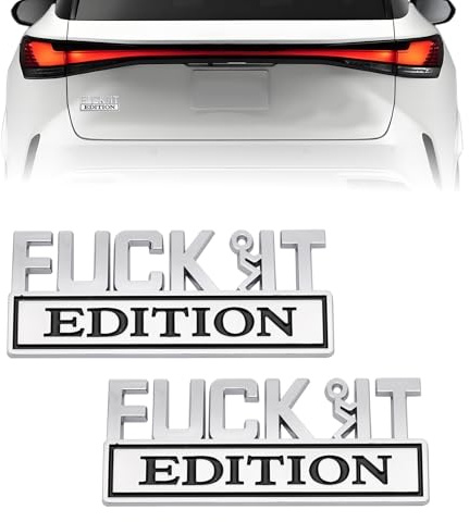 2PS Fuck It Edition Autologo, Pegatina autoadhesiva 3D para coche, pegatina de metal para coche, divertida insignia de coche, emblema de cabeza de coche, decoración para la mayoría de los modelos de