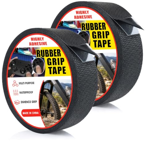 Jiuyaoyaoyao 25 mm x 3 m Rubber Grip Tape, Black Ultra-Thin Strong Adhesive Anti-Slip for Handles, Home Use, Waterproof Wear-Resistant Heat Resistant Grip Tape, Comfortable in Hands