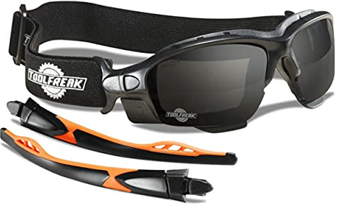 ToolFreak Spoggles - Gafas de seguridad y gafas protectoras combinadas., negro y naranja, Bora