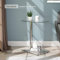 BELIWIN Sofa Side/End Table, Small Modern Clear Glass Coffee/Snack Table, Narrow Table for Living Room, Home, Office (C)