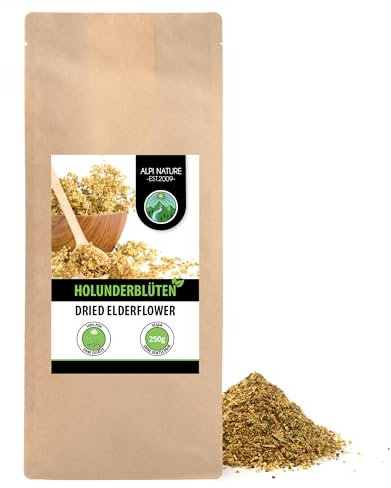 Alpi Nature Holunderblütentee 250g, Holunderblüten getrocknet, Holunderblüten Tee, Kräutertee