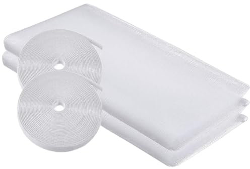 MOEGFY Fliegengitter Fenster Weiss 150X180cm, 2er Pack Mosquito Net Window, Moskitonetz Fliegennetz Fenster, Fensternetz Insektenschutz, Geeignet Für Alle Fenster, Kein Bohren Erforderlich