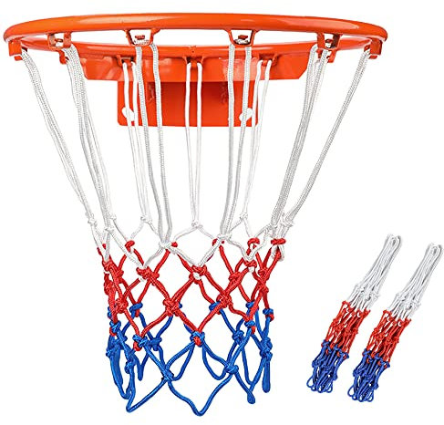 CHUNLIN Schwerlast Basketballnetze 2 Stück All Wetter Ersatz für Basketball-Netz Passend für Standard-Hoop Indoor Outdoor Starke und langlebige Basketballnetze, 12 Schlaufen