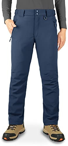 33,000ft Men's Waterproof Trousers Warm Fleece Lined Ski Snow Pants Thermal Softshell Trousers for Golf Hiking Walking Dark Denim 34W/30L