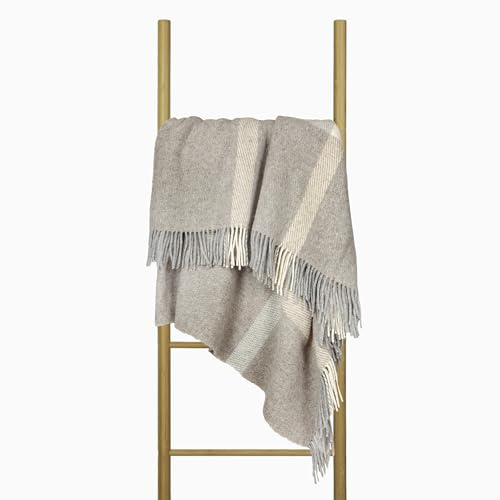 Nostra Zelandia Manta de Lana 100% Pura – Grande Cálida, Transpirable y Ligera para Sofá, Cama y Uso Exterior, Confort Termorregulador con Flecos - Fabricada en Europa (Tomate)