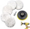 5 Stück 125mm Polierpad,Auto Polierhaube,Lammwollhaube,Lammfell pad,Polierset Set mit Pad Polierscheibe und M10 Bohradapter für Auto Polierauto