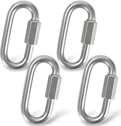 Cozihom 3 Inch Stainless Steel Chain Quick Links, M8 5/16 Locking Carabiners, Chain Hooks, Twist Key Ring Screw Chain Link, 1540 Lbs Capacity, Pack of 4