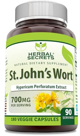 Herbal Secrets St. John's Wort 700 Mg | Vegetarian Capsules Supplement | Non-GMO | Gluten-Free | Made in USA (1 Pack | 180 Count)