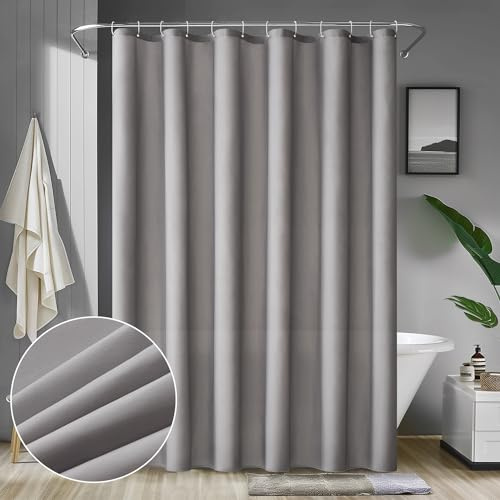 MIULEE Duschvorhang 240x200cm Grau Wasserdicht Badvorhang Anti-schimmel und Textil Waschbar Schnelltrocknend Badezimmer für Badewanne und Dusche Duschvorhänge mit 16 Duschvorhangringe