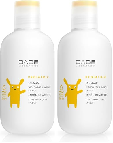 Laboratorios Babé - Jabón de Aceite Pediátrico 200 ml, Gel Corporal, Piel Atópica, Dermatitis, Reparación de la Piel, Piel Muy Seca, Reestructurante, Hidrantante, Nutritivo (Paquete de 2)