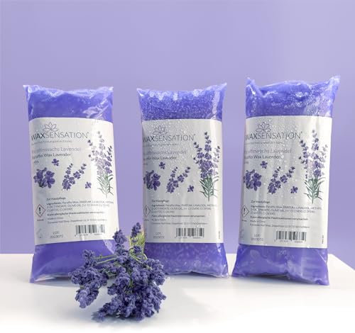 WAXSENSATION® Paraffinwachs Set Lavendel 3x450g – Hochwertiges Wachs zur Anwendung im Paraffinbad für Hände und Füße – ideal zur Pflege trockener Haut – veganes Paraffin-Wachs für Wachsbäder