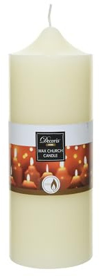 Bougie d'église 7,5 x 20 cm Paraffine – Grande et neutre – Durée de combustion : environ 90 heures de combustion – Bougie en cire comme bougie de baptême – Bougie bloc pour mariage, baptême, Noël