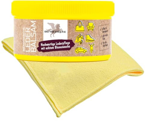esnado - Bense & Eicke Lederbalsam mit Bienenwachs + 1 Profi Mikrofasertuch - Die Lederpflege für Glattleder, Sättel, Motorradkleidung (250 ml)