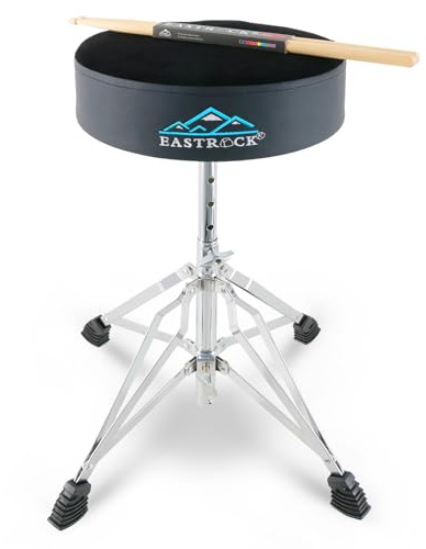 EASTROCK Drum Throne Drum Stools with 4 Legs Support,Universal Height Adjustable Drum Seat for Drummer Adult (Black)