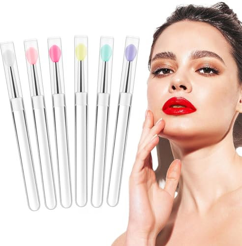 OQKAHIV Pennelli Morbidi per Labbra, Set da 6 Applicatori in Silicone con Custodia, Ideali per Rossetto e Cosmetici, Bacchette Riutilizzabili per Makeup Labbra Professionale,