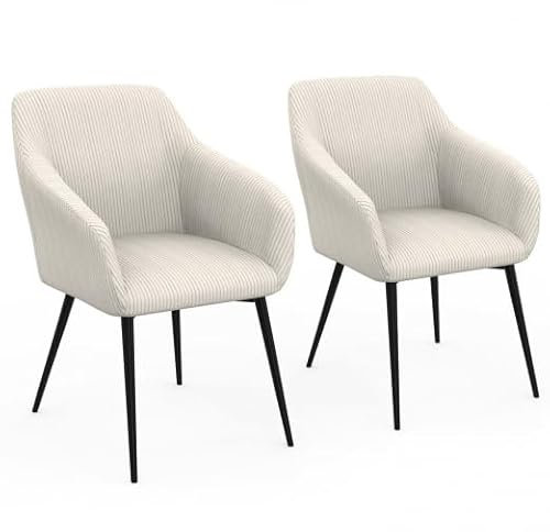 IDMarket - 2er Set Esszimmerstühle Esszimmerstühle Jany aus Cord Beige