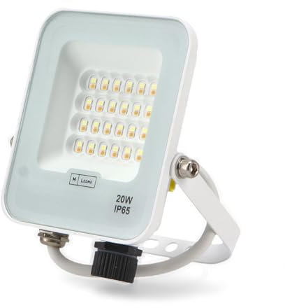 M Ledme - Faretto Proiettore Led Napoli Plus Bianco 20W, Protezione IP65, Dimmerabile da Luce Fredda a Luce Calda 2700K-6500K, Per l'utilizzo in giardini, terrazze, parcheggi, hotel.