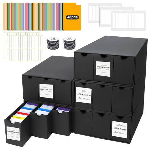 HIMOMO 15000+ Trading Card Storage Box, Card Storage Cases with 48 Card Dividers, Label Sticker & Tapes, For Sport Cards, MTG, TCG, PTG- Cardboard Trading Card Box (15 600-Count)