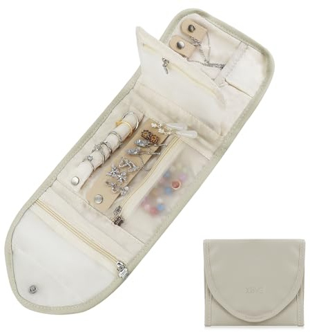 MultiValue Viaggio Gioielli Custodia Rotolo Borsa Organizer, Pieghevole Pelle Rotolo Portagioielli per Orologio Collana Anello Orecchino Bracciale