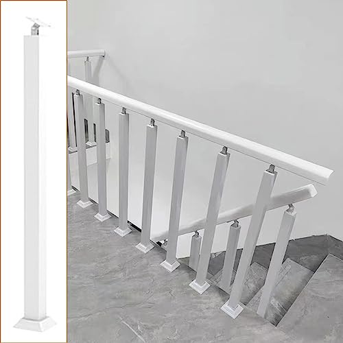 Barandilla de escalera blanca resistente para escaleras interiores, jardín, balcón, piscina, terraza, 95 cm, columna de balaustre duradera para seguridad y apoyo