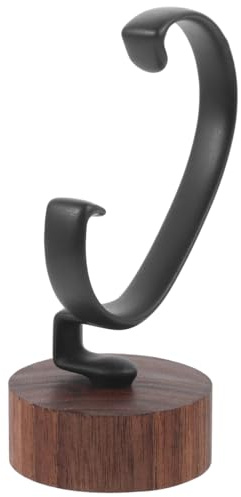 SOLUSTRE Supporto per orologi in legno massello di noce nera con supporto C rimovibile singolo da uomo e donna elegante espositore per scrivania e conservazione