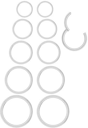 SOVYTH Set da 10 pezzi di anelli per il naso pieghevoli segmentati in acciaio inossidabile per donne e ragazze, adatti per piercing a labbra, orecchie, naso e corpo.
