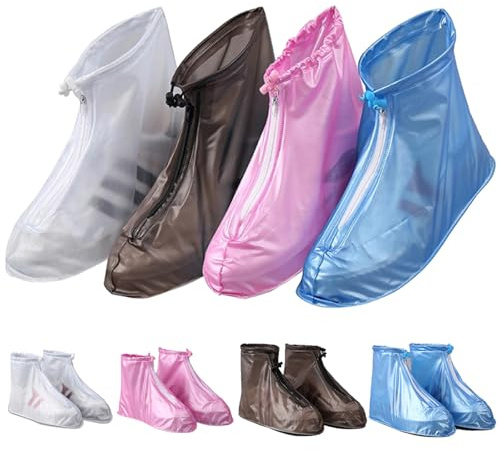 Sasibiyb 4 Paia Copriscarpe Impermeabili In PVC, Copriscarpe Impermeabili Bianco, Copri Scarpe Impermeabili Pioggia, con Cernier Può Essere Utilizzato in Giorni di Pioggia, Neve e Fango (L+XXL)