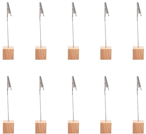 10 Piezas Pared Fotográfica con Pinzas Soporte para Notas Adhesivas Base de Madera para Calendario de Mesa Soporte para Postales Soporte para Tarjetas de Mesa para Fotos Postales Notas o Tarjetas