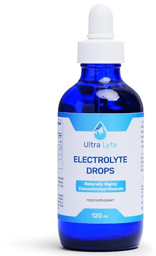 Ultra Lyte Gotas de electrolitos de 120 ml, más de 72 minerales de Great Salt Lake, hidratación celular para energía, mente clara y piel brillante, sin sabor, 48 porciones, keto y vegano