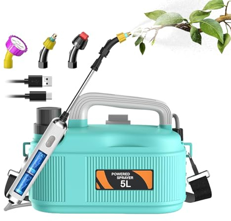 Spruzzatore per Prato | 1,35 Galloni Irroratrice Regolabile a Batteria per Fertilizzanti | Irrigatore a Pompa Elettrica,per giardino esterno cortile fattoria serra campeggio patio interno casa campo