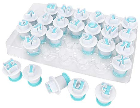 Kukyller 26 cortadores de galletas con forma de letras, juego de cortadores de galletas con forma de letras, moldes para hornear masa de, frutas y fondant, para cortar pasteles y m