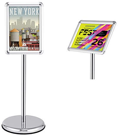 GOPLUS Porte Affiche A3/A4 sur Pied en Aluminium,Panneaux d'Affiche Rotation 360°&Hauteur Réglable, Présentoir sur Pied pour Mariage, Musée, Fête (Argent, A4)