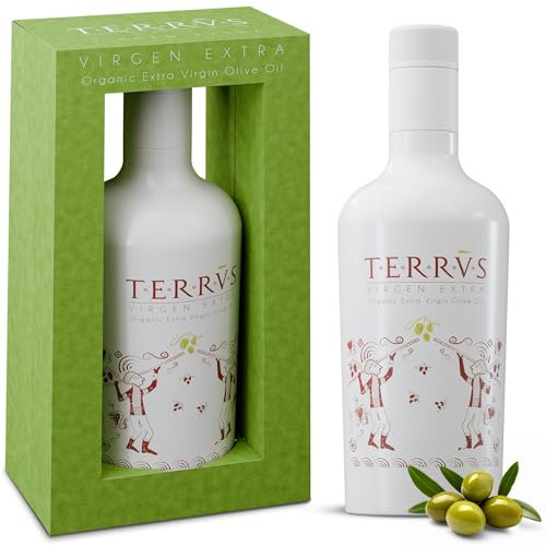 TERRVS Aceite Oliva Virgen Extra Ecológico 500 ml – Aceite de Oliva Virgen de Prensado en Frío – Aceite de Oliva Virgen Extra Premium y Gourmet – Aceite Virgen Extra de Cosecha Actual Española