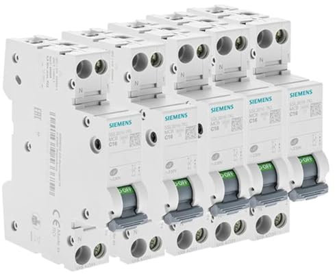 Leitungsschutzschalter, Phase + Neutral, 16 A, 5 Stück