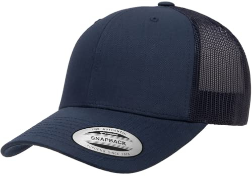 Yupoong Classic Mesh 6 Panel Retro Trucker Cap | Mid Profile Snapback, Navy
