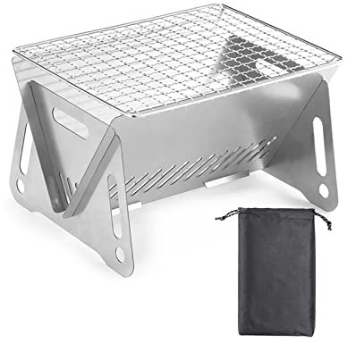 Mini barbacoa portátil de carbón vegetal, plegable, barbacoa de camping, barbacoa plegable, barbacoa de mesa de acero inoxidable, para bares de jardín, camping al aire libre, para 1-2 personas