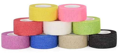 9 Rollen Fingerpflaster Selbsthaftend Pflaster Rolle 2,5cm x 4,5m Verband Selbstklebend Selbsthaftende Bandage Fingerverband Elastische Fixierbinde Haftbandage für Finger Hund Selbstklebender Verband